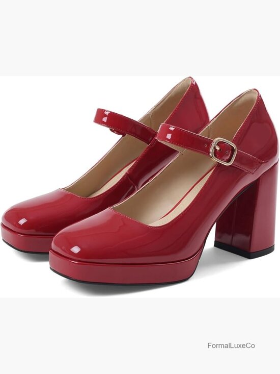 Shoes - Chunky Heel Mary Jane Platform Pumps Block Heel Square Toe Wedding Dressy